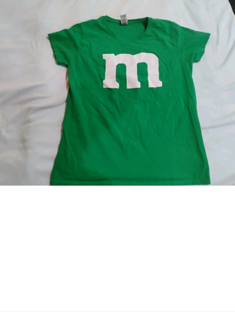 Gildan Green Women's Short-Sleeve Tee with White 'm' Logo